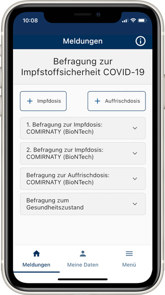 SafeVac App auf dem Smartphone SafeVac App auf dem Smartphone