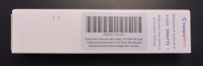 Vaxigrip Tetra französische Verpackung