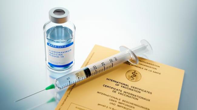 COVID-19 Vaccine with vaccination certificate (Source: PeterSchreiberMedia/Shutterstock.com) (refer to: Proof of Vaccination as Defined in the COVID-19 Protective Measures Exemption Directive and the Directive on Coronavirus Entry Regulations)