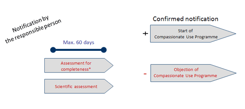 Timelines for Notifications of Compassionate Use Programmes for different categories of medicinal products in the responsibility of the Paul-Ehrlich-Institut (Category 2 – Timeline 2) 