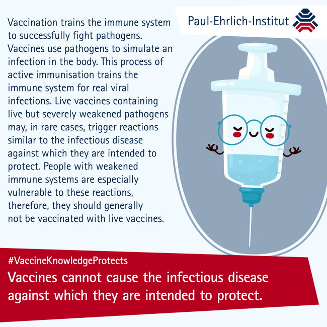 Vaccines cannot cause the infection disease against which they are intended to protect. Vaccines cannot cause the infection disease against which they are intended to protect.